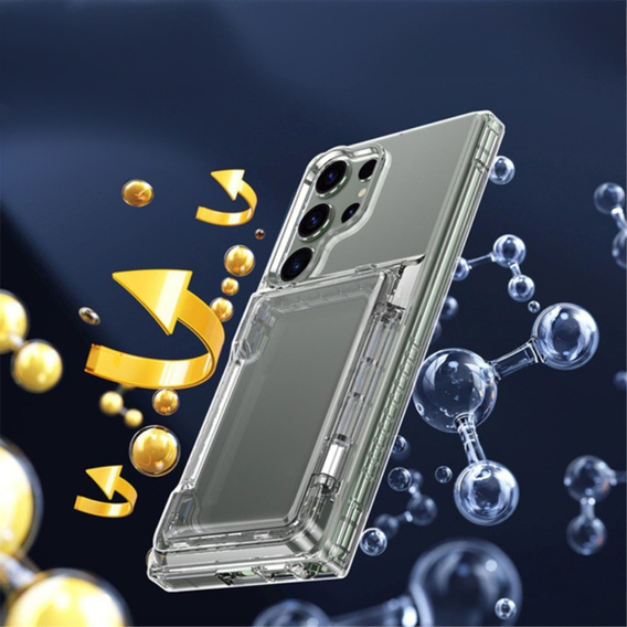 Etui do Samsung Galaxy S23 Ultra, Card Holder Kickstand, przezroczyste / czarne