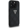 Etui GUESS do iPhone 16 Pro Max, Grained Hot Stamp 4G Triangle Metal, czarne