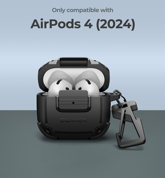 Etui Dexnor na Słuchawki Airpods 4 2024, Rugged Bumper, czarne