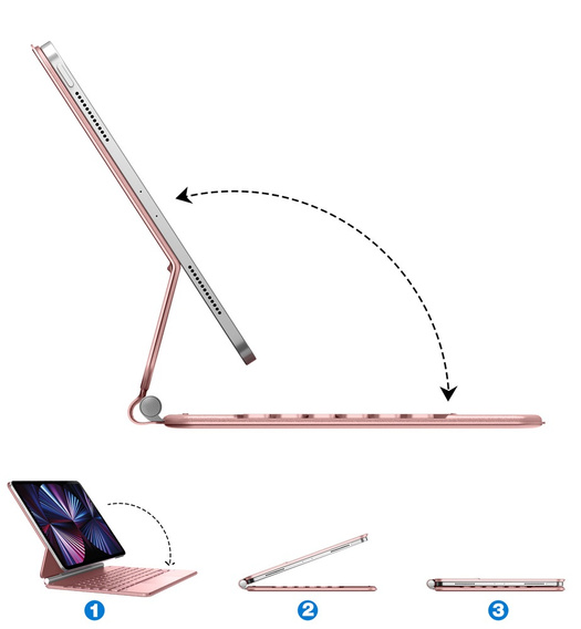 Etui z klawiaturą Dracool do iPad Air 11" 2024 (6 gen.) / Air 10.9" 2022/2020 (5/4 gen.) / Pro 11" 2022/2021/2020/2018 (4/3/2/1 gen.) – różowe