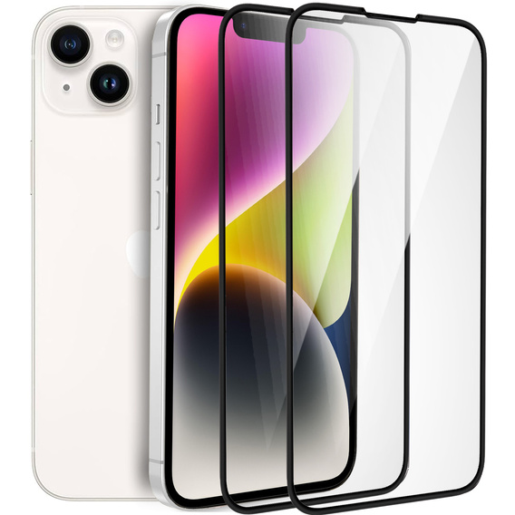 2x Szkło Hartowane do iPhone 14 Plus, ERBORD 3D pełne, szybka na cały ekran