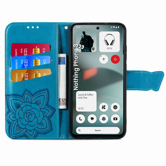 Etui z klapką do Nothing Phone 3 5G, Butterfly, niebieskie