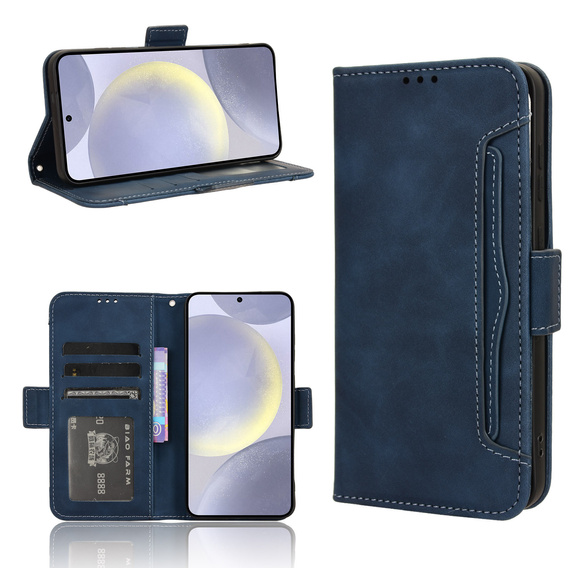 Etui z klapką do Samsung Galaxy S25 FE, Card Slot, granatowe