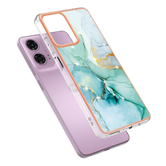 Etui ochronne do Motorola Moto G24 / G24 Power / G04, Marble Slim Case, zielone