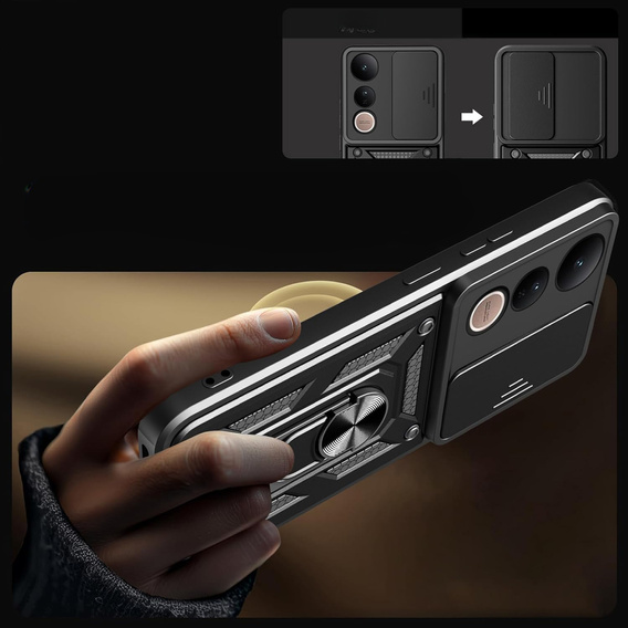 Etui pancerne do Vivo V50 Lite 4G / 5G, CamShield Slide, czarne