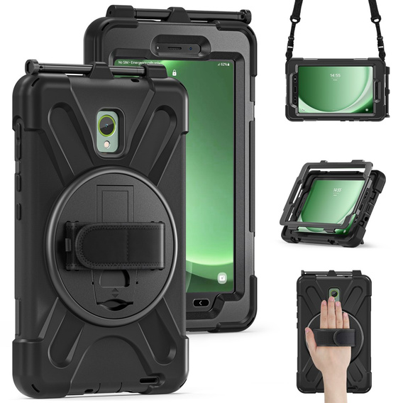 Etui do Samsung Galaxy Tab Active 3 T570 / 5 X306B, Pancerne obrotowe 360, Czarne