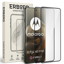 2x Szkło Hartowane do Motorola Edge 60 Pro, ERBORD 3D pełne, szybka na cały ekran