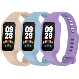 3x Pasek Silikonowy do Xiaomi Smart Band 9 Active / Xiaomi Redmi Band 3, Różowy, Niebieski, Fioletowy