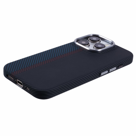 Etui do iPhone 14 Pro Max, Carbon Fiber MagSafe, czarne / niebieskie