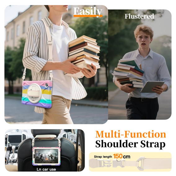 Pancerne etui do Lenovo Tab One, z podstawką i paskiem na ramię – wielokolorowe