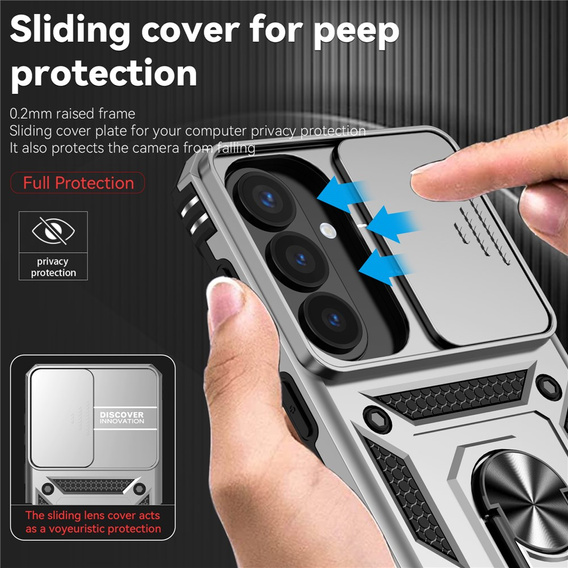 Etui pancerne do Samsung Galaxy S26 Plus, CamShield Slide, srebrne