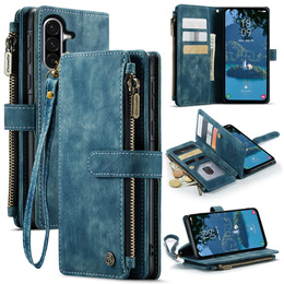 Etui CASEME do Samsung Galaxy A56 5G, Leather Wallet Cash and Card Slots, z paskiem, niebieskie