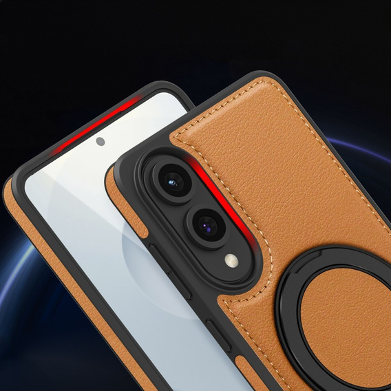 Etui  do Samsung Galaxy S25 Edge, magnetyczne z obrotowym pierścieniem – brązowe