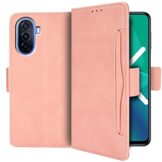 Etui z klapką do Huawei Nova Y70 4G, Card Slot, różowe