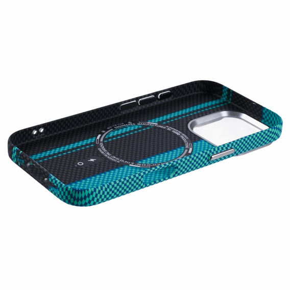Etui do iPhone 16 Pro Max, Carbon Fiber MagSafe, czarne / niebieskie