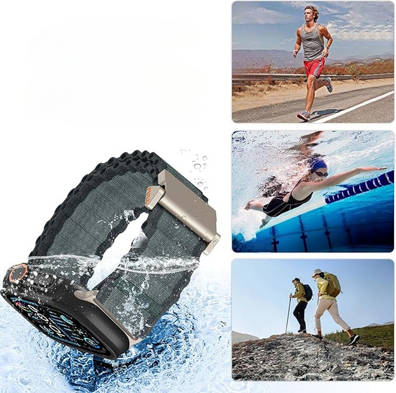 Pasek Nylonowy do Apple Watch 1/2/3/4/5/6/7/8/9/10/11/SE Ultra 1/2/3 42/44/45/46/49mm, Czarny