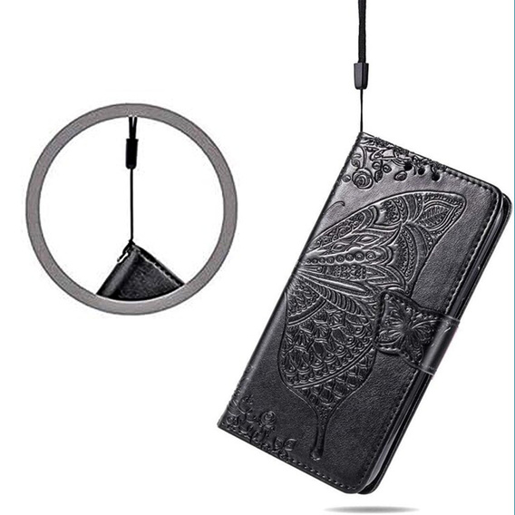 Etui z klapką do Xiaomi Redmi Note 15 Pro 4G, Butterfly, czarne