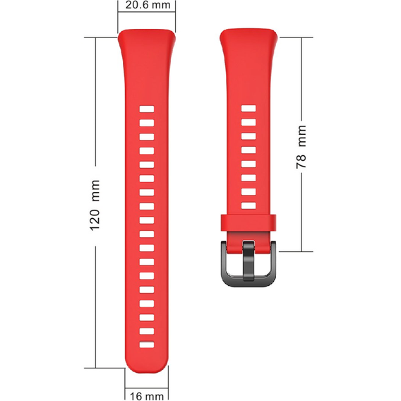 Pasek Silikonowy do Huawei Band 6 / Honor Band 6, Czerwony