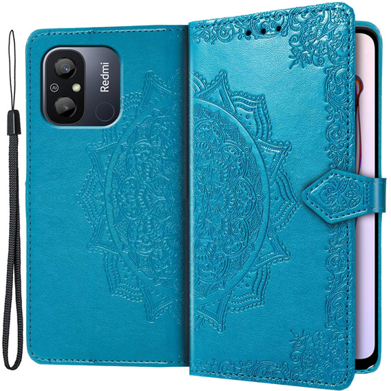 Etui z klapką do Xiaomi Redmi 12C, Mandala, niebieskie