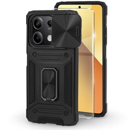 Etui pancerne do Xiaomi Redmi Note 13 5G, CamShield Slide, czarne + Szkło Hartowane 9H