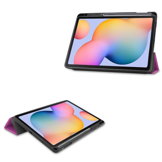 Etui do Samsung Galaxy Tab S6 Lite Tri-fold, z miejscem na rysik, fioletowe