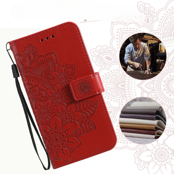 Etui z klapką do Samsung Galaxy A54 5G, Mandala, czerwone