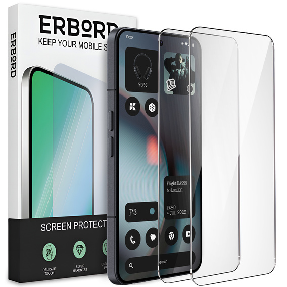 2x Szkło Hartowane do T Phone 3 5G, ERBORD 9H Hard Glass, szybka