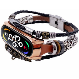 Pasek Skórzany do Xiaomi Mi Band 7/7 NFC, Brązowy / Różowe Złoto