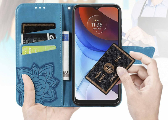 Etui z klapką do Oppo Reno 13, Butterfly, niebieskie
