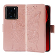 Etui z klapką do Xiaomi 13T / 13T Pro, Butterfly, różowe rose gold