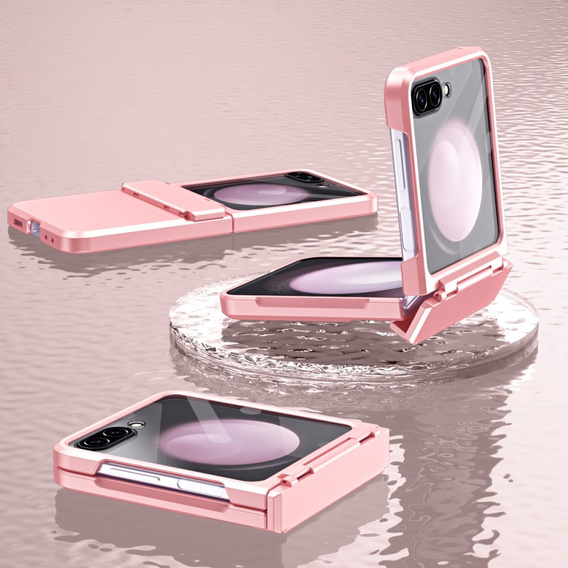 Etui do Samsung Galaxy Z Flip7 FE / Z Flip6, PC Case, ze szkłem, różowe