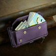 Etui CASEME do Samsung Galaxy S24 FE, RFID Leather Wallet, z paskiem na ramię, fioletowe