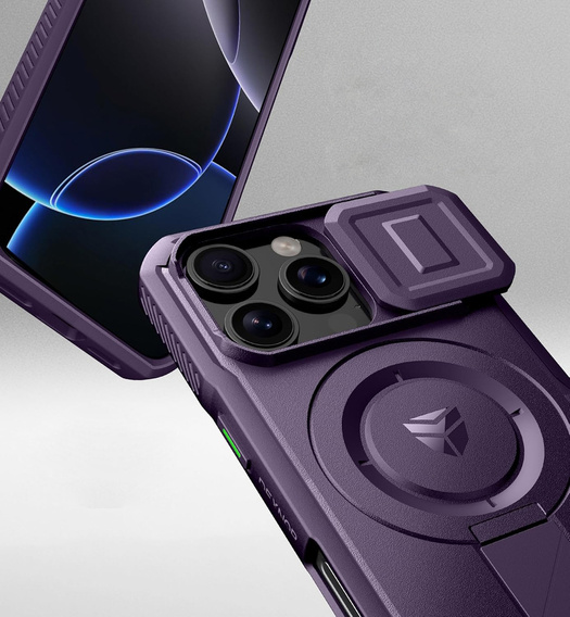 Etui Dexnor MagSafe do iPhone 16 Pro magnetyczne z przesuwaną osłoną aparatu – fioletowe
