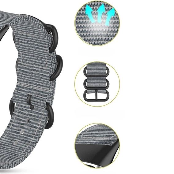 Pasek Nylonowy QuickFit 20mm do Garmin Fenix 5S/6S/7S/8 43mm, Szary