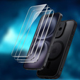 Zestaw Etui do iPhone 16, do MagSafe, ERBORD Matt Case, czarny + 3x Szkło na ekran