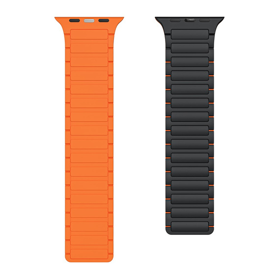 Pasek Silikonowy do Apple Watch 1/2/3/4/5/6/7/8/9/10/11/SE Ultra 1/2/3 42/44/45/46/49mm, Czarny/Pomarańczowy
