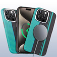 Etui do iPhone 15 Pro Max, Carbon Fiber MagSafe, czarne / niebieskie