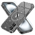 Etui do iPhone 16, ERBORD Glitter MagSafe, czarne + Szkło na ekran