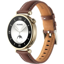 Pasek skórzany uniwersalny 18mm, ze srebrną klamrą, Ciemnobrązowy