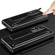 Etui skórzane do Samsung Galaxy Z Fold7 5G, z podstawką, szkłem i rysikiem, czarne