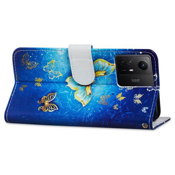 Etui z klapką do Xiaomi Redmi Note 12S, Wallet, Butterflies niebieskie