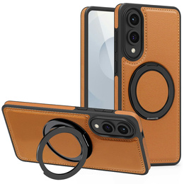 Etui  do Samsung Galaxy S25 Edge, magnetyczne z obrotowym pierścieniem – brązowe