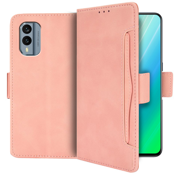 Etui z klapką do Nokia X30 5G, Card Slot, różowe