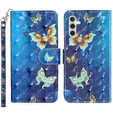 Etui z klapką do Samsung Galaxy A35 5G, Wallet, Butterflies niebieskie