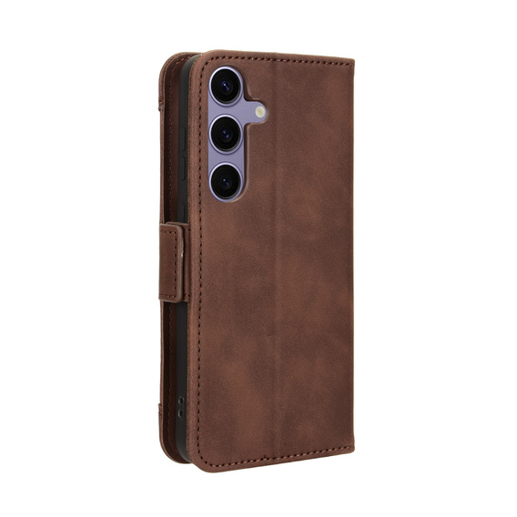 Etui z klapką do Samsung Galaxy S25 FE, Card Slot, brązowe