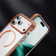 Etui pancerne do iPhone 17 Pro, do MagSafe, przezroczyste z pomarańczową ramką