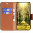 Etui z klapką do Samsung Galaxy A55 5G, Wallet Litchi Leather, brązowe