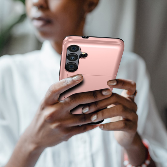 Etui do Samsung Galaxy A56 5G, Sliding Card Holder, różowe