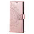 Etui z klapką do Samsung Galaxy A15, Mandala Flower, różowe rose gold + szkło 9H