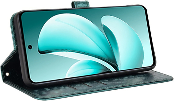 Etui z klapką do Realme C71, Wallet Rhombus, zielone